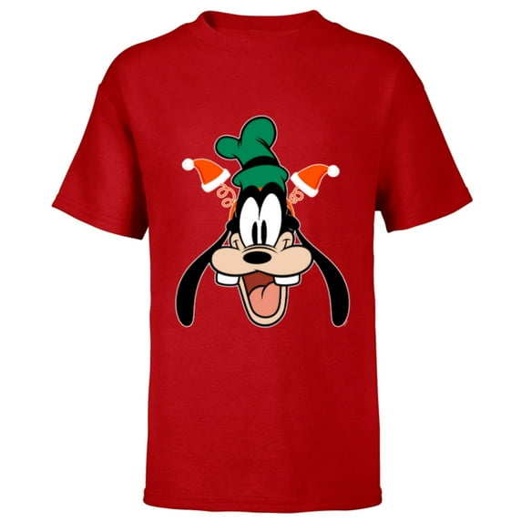 Disney Goofy Christmas Santa Hat Holiday Headband - Short Sleeve T-Shirt for Kids - Customized-Red