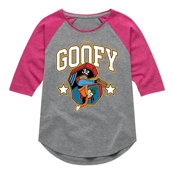 Disney - Goofy Collegiate - Toddler & Youth Girls Raglan Graphic T-Shirt