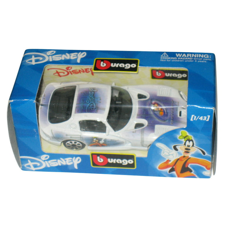 Disney Goofy Dodge Viper Burago 1/43 White Die-Cast Metal Toy Car
