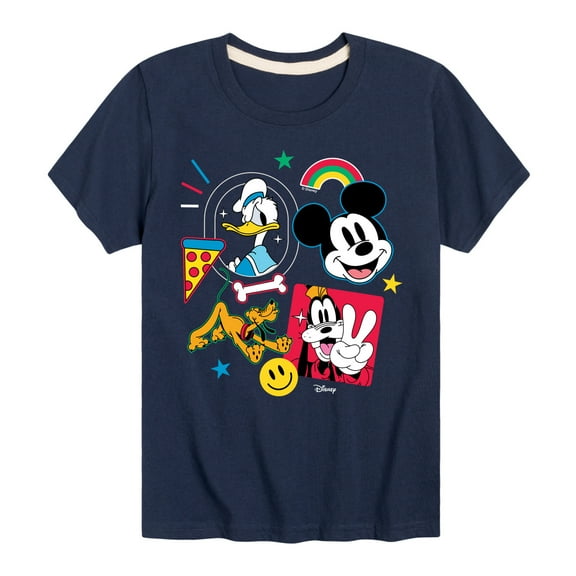 Disney - Goofy Donald Mickey Pluto Stickers - Youth Short Sleeve Graphic T-Shirt