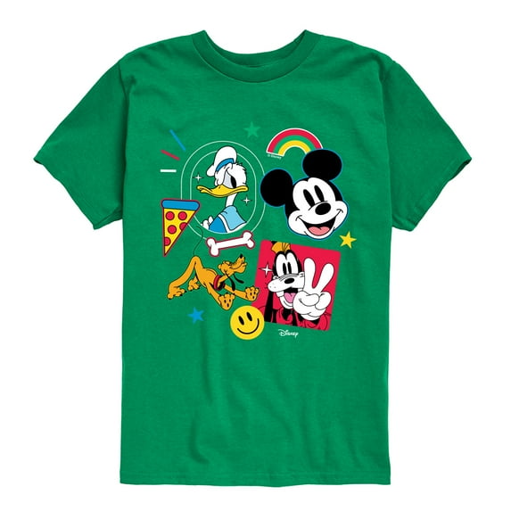 Disney - Goofy Donald Mickey Pluto Stickers - Youth Short Sleeve Graphic T-Shirt