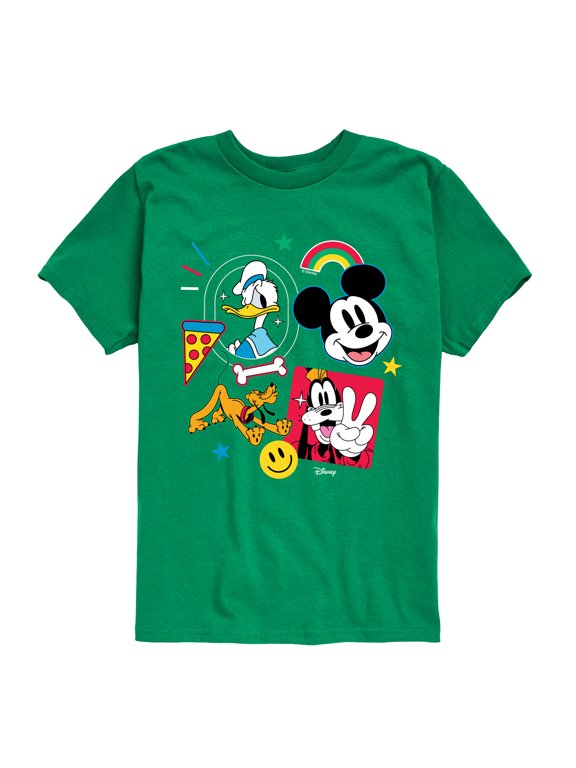 - Goofy Donald Mickey Pluto Stickers Boys' Short Sleeve Graphic T-Shirt
