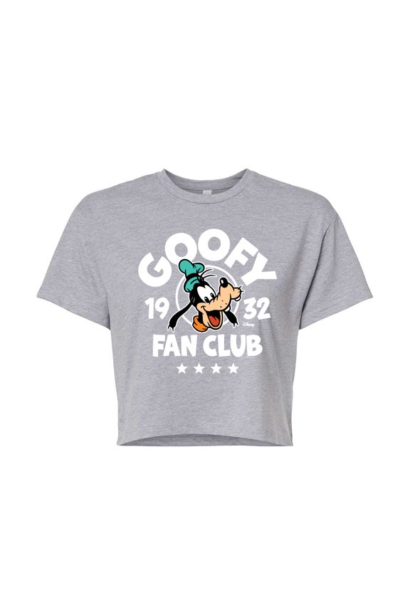 - Goofy Fan Club - Juniors Cropped Graphic T-Shirt