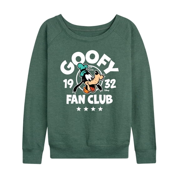 Disney - Goofy Fan Club Lightweight French Terry Wide Neck Long Sleeve Graphic Shirt