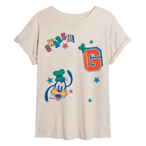 Disney - Goofy Faux Hit Oversized - Womens Oversized Graphic T-Shirt