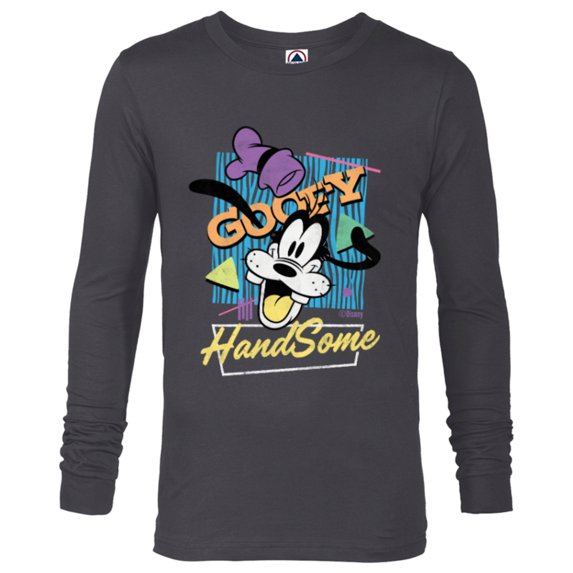 Disney Goofy HandSome Retro ‘90s Vintage Style Distressed - Long Sleeve T-Shirt for Men - Customized-Charcoal Heather