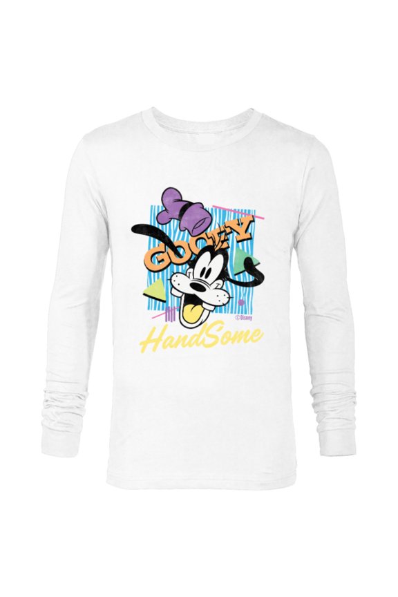 Goofy HandSome Retro ‘90s Vintage Style Distressed - Long Sleeve T-Shirt for Men - Customized-White
