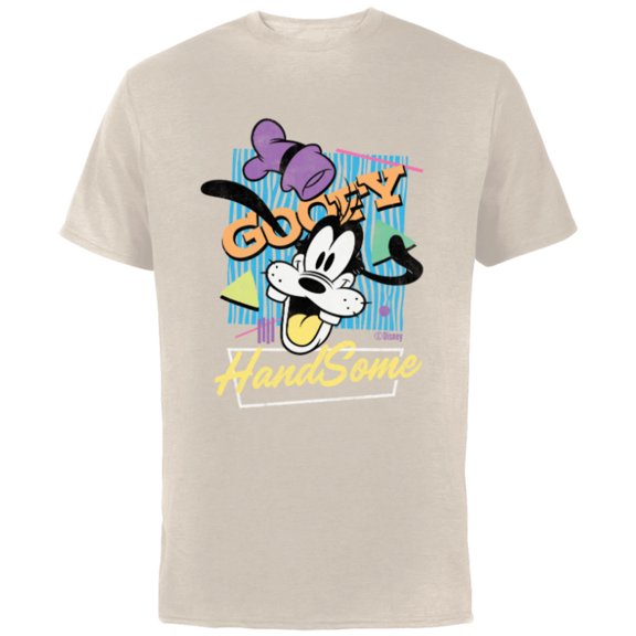 Disney Goofy HandSome Retro ‘90s Vintage Style Distressed - Short Sleeve Cotton T-Shirt for Adults - Customized-Natural