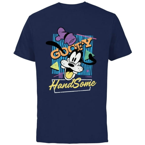 Disney Goofy HandSome Retro ‘90s Vintage Style Distressed - Short Sleeve Cotton T-Shirt for Adults - Customized-Navy