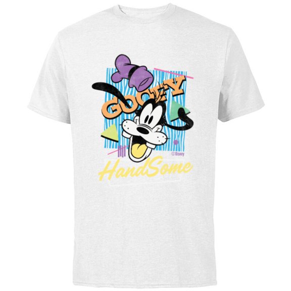 Disney Goofy HandSome Retro ‘90s Vintage Style Distressed - Short Sleeve Cotton T-Shirt for Adults - Customized-White