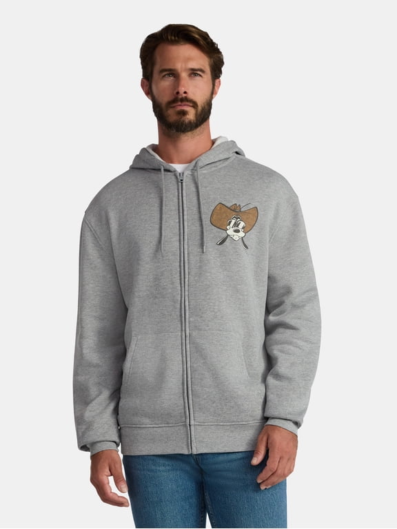 Disney Goofy Men's and Big Men's Howdy Y'all Graphic Fleece Zip Up Hoodie, Sizes S-3XL