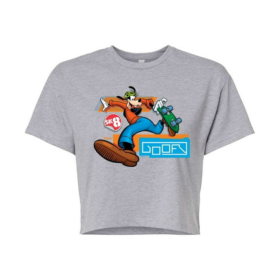 Disney - Goofy Leap  - Juniors Cropped Cotton Blend T-Shirt