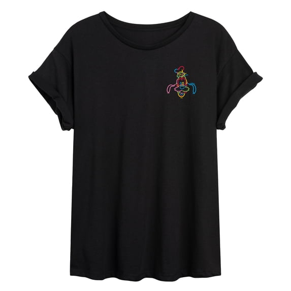 Disney - Goofy Linework - Juniors Oversized Graphic T-Shirt
