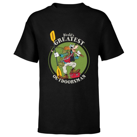 Disney Goofy Outdoorsman Father's Day - Short Sleeve T-Shirt for Kids - Customized-Black
