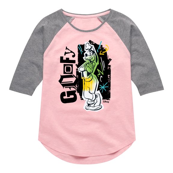 Disney - Goofy Punk - Toddler & Youth Girls Raglan Graphic T-Shirt