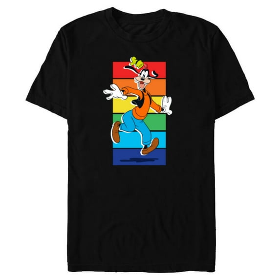 Disney Goofy Rainbow - Short Sleeve Blended T-Shirt for Adults -Customized-Black