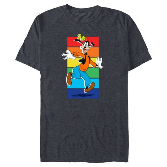 Disney Goofy Rainbow - Short Sleeve Blended T-Shirt for Adults -Customized-Navy Heather