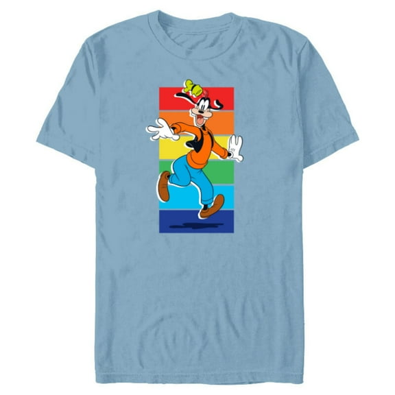 Disney Goofy Rainbow - Short Sleeve Blended T-Shirt for Adults -Customized-Ocean Blue