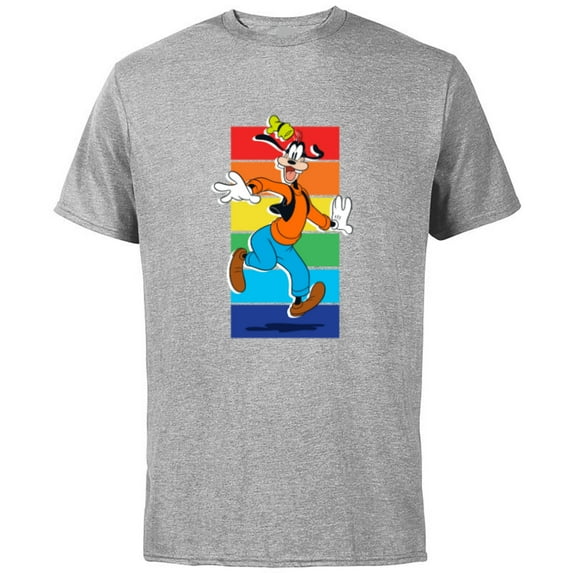 Disney Goofy Rainbow - Short Sleeve Cotton T-Shirt for Adults -Customized-Athletic Heather