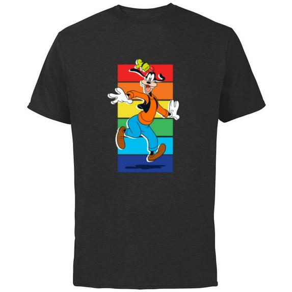 Disney Goofy Rainbow - Short Sleeve Cotton T-Shirt for Adults -Customized-Black