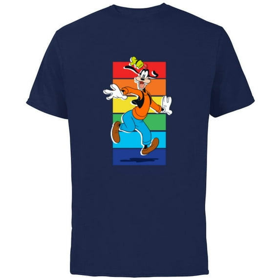 Disney Goofy Rainbow - Short Sleeve Cotton T-Shirt for Adults -Customized-Navy