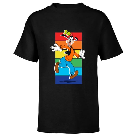 Disney Goofy Rainbow - Short Sleeve T-Shirt for Kids - Customized-Black