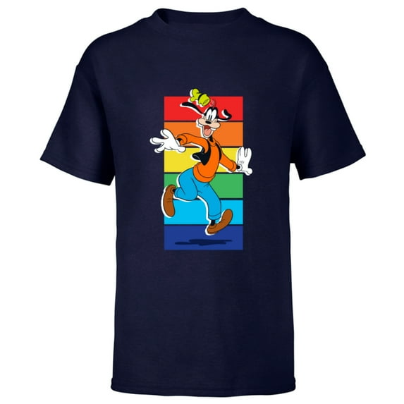 Disney Goofy Rainbow - Short Sleeve T-Shirt for Kids - Customized-Navy