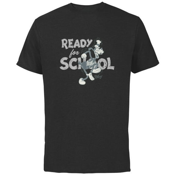 Disney Goofy Ready for School - Short Sleeve Cotton T-Shirt for Adults - Customized-Black