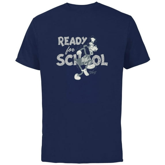 Disney Goofy Ready for School - Short Sleeve Cotton T-Shirt for Adults - Customized-Navy