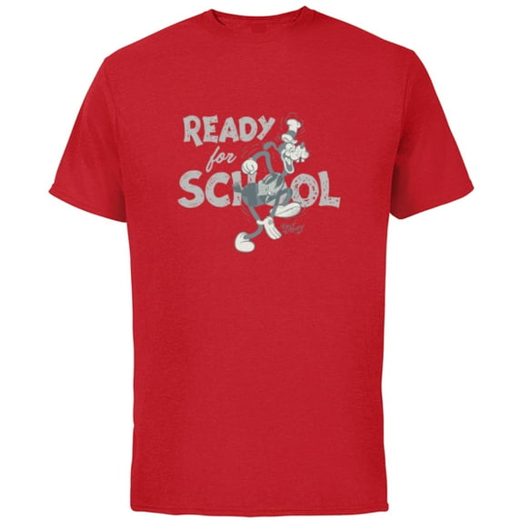 Disney Goofy Ready for School - Short Sleeve Cotton T-Shirt for Adults - Customized-Red