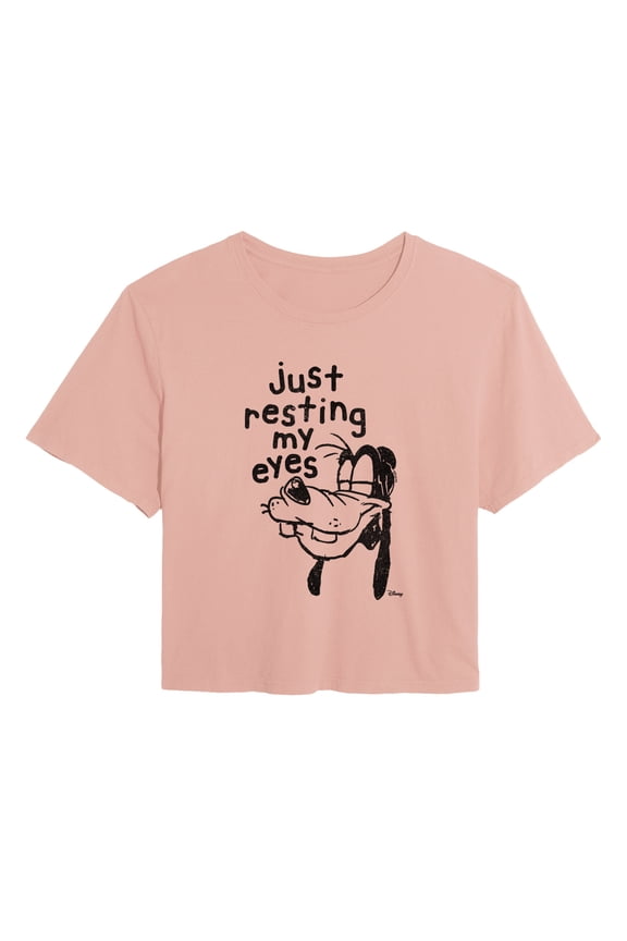 - Goofy Resting My Eyes - Juniors Cropped Graphic T-Shirt