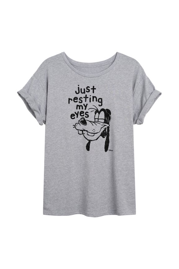 - Goofy Resting My Eyes - Juniors Oversized Graphic T-Shirt