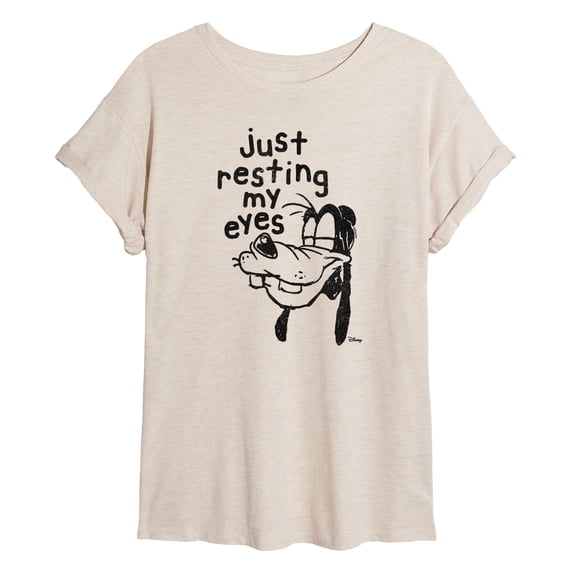 Disney - Goofy Resting My Eyes - Juniors Oversized Graphic T-Shirt