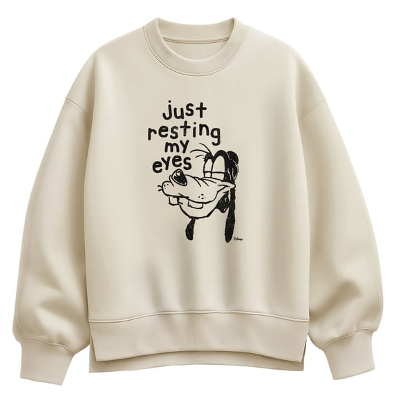 Disney - Goofy Resting My Eyes - Women's Oversized Fleece Crew Sweatshirt