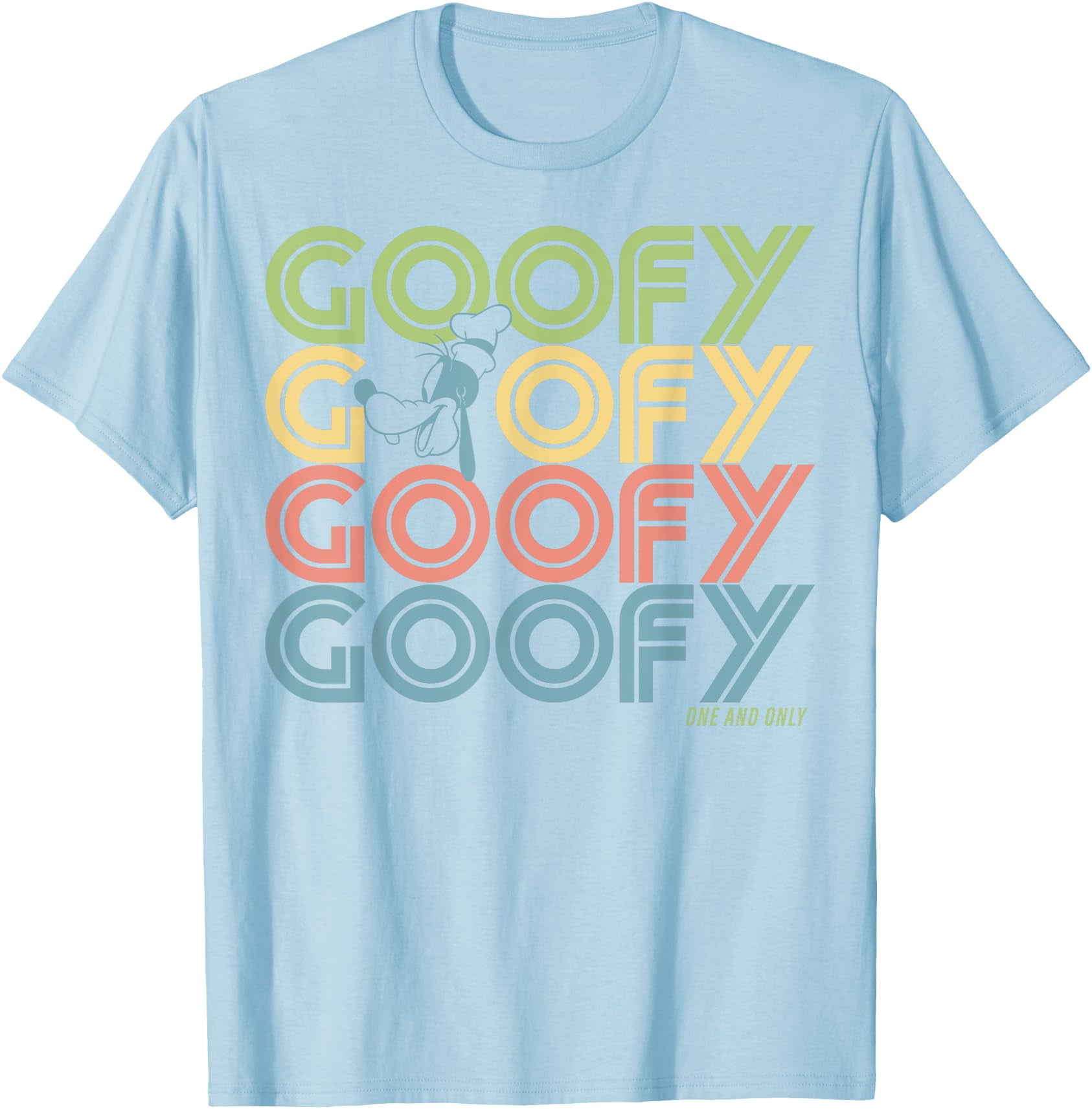 Disney Goofy Retro Name Stack T-Shirt, Light Blue Color, Size S ...