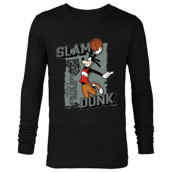 Disney Goofy Sports Basketball Slam Dunk Athletic Dept - Long Sleeve T-Shirt for Men - Customized-Black