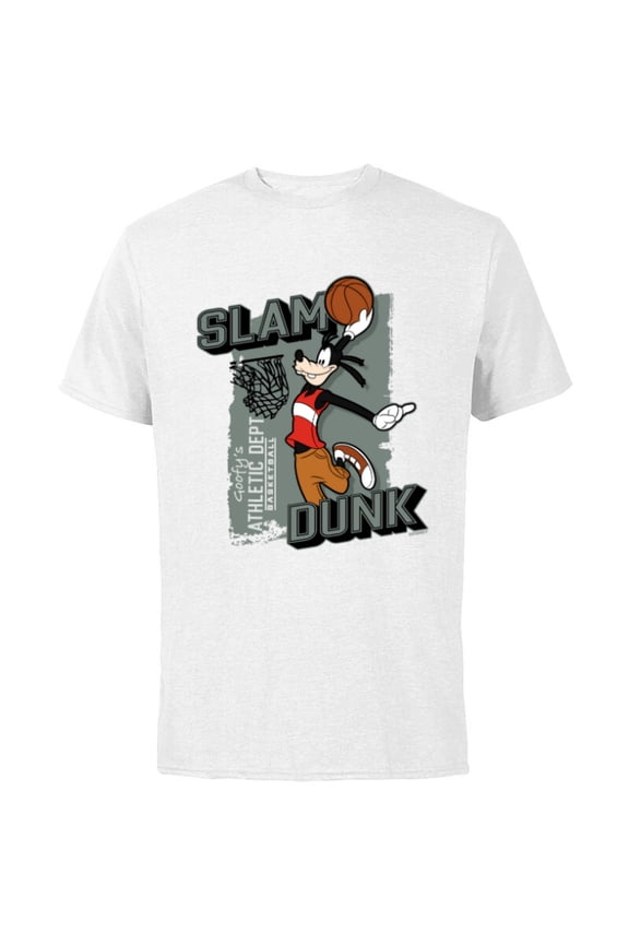Goofy Sports Basketball Slam Dunk Athletic Dept - Short Sleeve Cotton T-Shirt for Adults - Customized-White