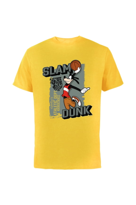 Goofy Sports Basketball Slam Dunk Athletic Dept - Short Sleeve Cotton T-Shirt for Adults - Customized-Yellow
