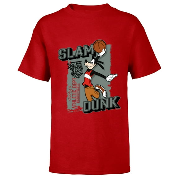 Disney Goofy Sports Basketball Slam Dunk Athletic Dept - Short Sleeve T-Shirt for Kids - Customized-Red
