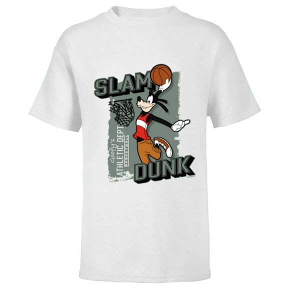 Disney Goofy Sports Basketball Slam Dunk Athletic Dept - Short Sleeve T-Shirt for Kids - Customized-White