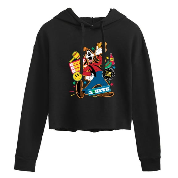 Disney - Goofy Sticker Look - Juniors Cropped Pullover Hoodie