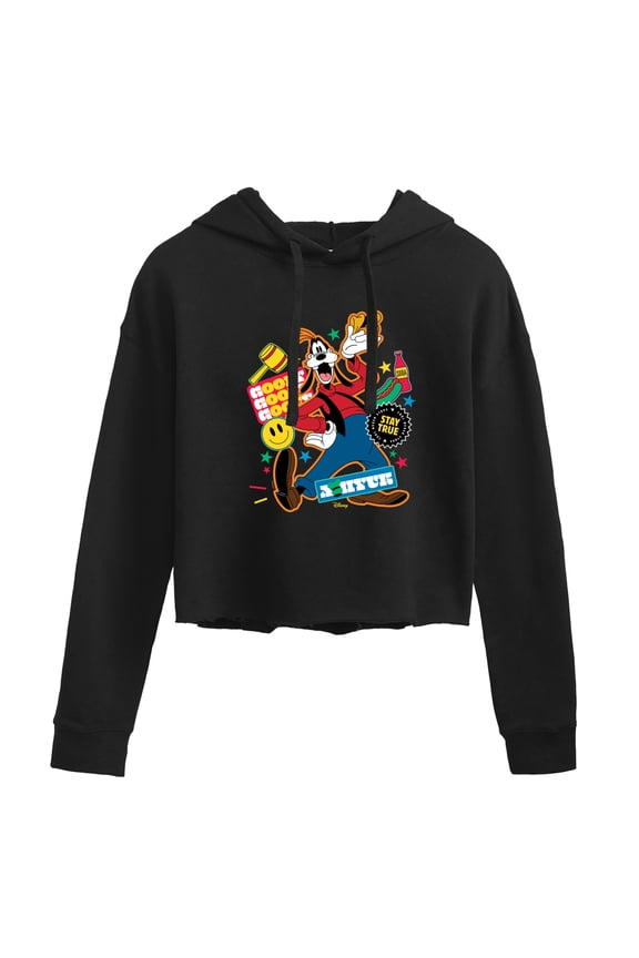 - Goofy Sticker Look - Juniors Cropped Pullover Hoodie