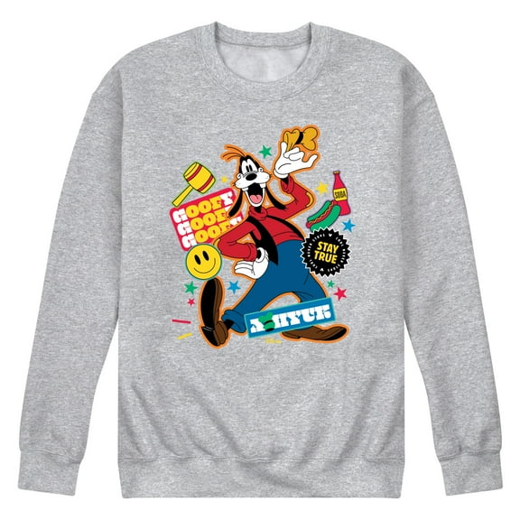 Disney - Goofy Sticker Look - Men's Crew Neck Fleece Pullover