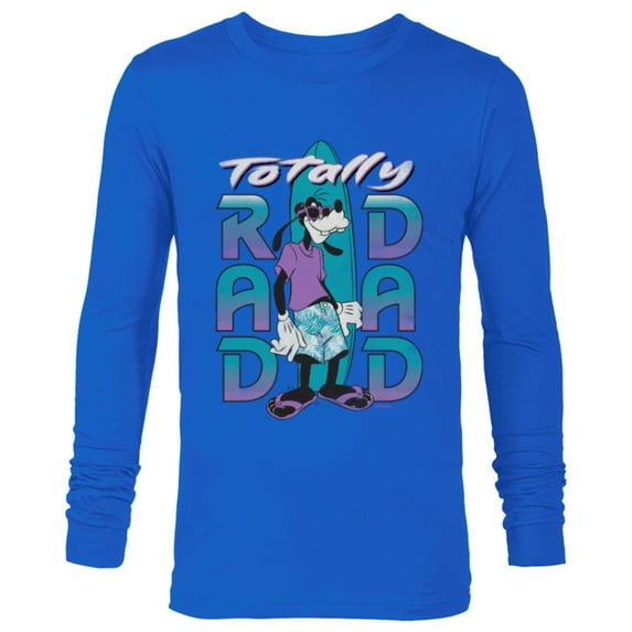 Disney Goofy Totally Rad Dad Father’s Day Surfing Distressed - Long Sleeve T-Shirt for Men - Customized-Navy