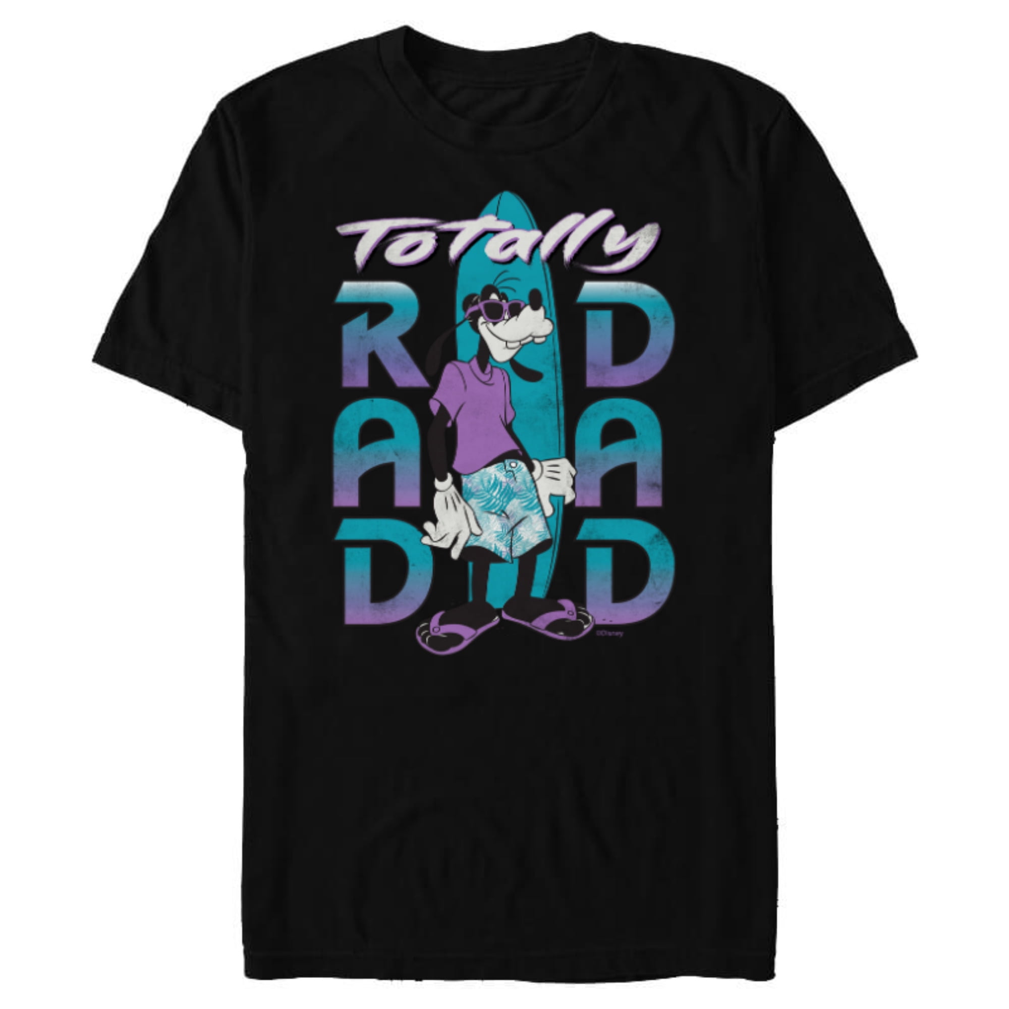 Disney Goofy Totally Rad Dad Father’s Day Surfing Distressed - Short Sleeve Blended T-Shirt for Adults - Customized-Black
