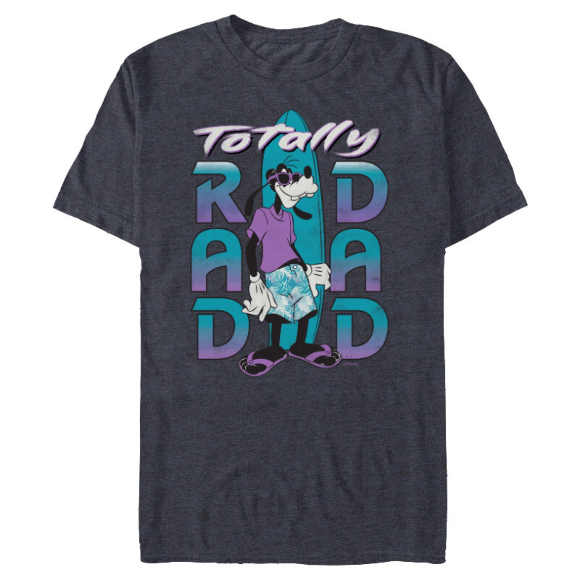 Disney Goofy Totally Rad Dad Father’s Day Surfing Distressed - Short Sleeve Blended T-Shirt for Adults - Customized-Navy Heather