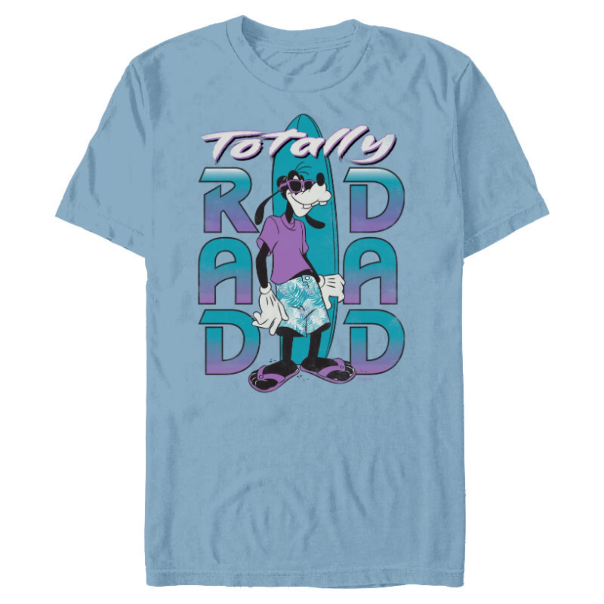 Disney Goofy Totally Rad Dad Father’s Day Surfing Distressed - Short Sleeve Blended T-Shirt for Adults - Customized-Ocean Blue