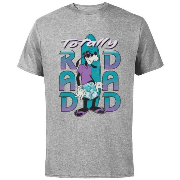Disney Goofy Totally Rad Dad Father’s Day Surfing Distressed - Short Sleeve Cotton T-Shirt for Adults - Customized-Athletic Heather