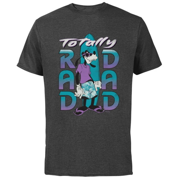 Disney Goofy Totally Rad Dad Father’s Day Surfing Distressed - Short Sleeve Cotton T-Shirt for Adults - Customized-Charcoal