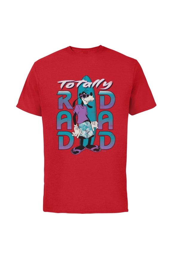 Goofy Totally Rad Dad Father’s Day Surfing Distressed - Short Sleeve Cotton T-Shirt for Adults - Customized-Red